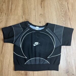 Nike Cropped Performance Training Top Black Swoosh L/XL